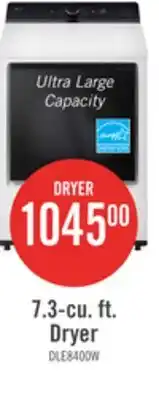 The Brick LG 7.3 Cu. Ft. Electric Dryer - White - DLE8400WE offer