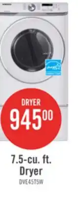 The Brick Samsung 7.5 Cu. Ft. Electric Dryer - White - Stackable - DVE45T6005W/AC offer