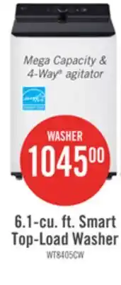 The Brick LG 6.1 Cu. Ft. Smart Top-Load High-Efficiency Washer - White - WT8405CW offer