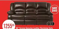 The Brick Toreno 86 Genuine Leather Reclining Sofa - Grey offer