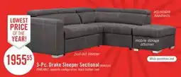 The Brick Drake 3-Piece Right-Facing Faux Suede Fabric Sleeper Sectional with Storage Ottoman - Cement Grey offer