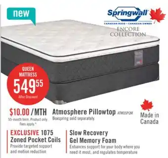The Brick Springwall Encore Atmosphere Pillowtop Medium Queen Mattress offer