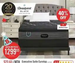 The Brick Beautyrest Black Hotel Executive Suite Eurotop Firm Queen Mattress offer