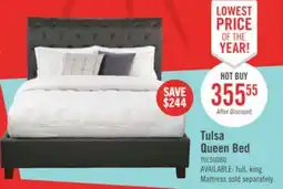 The Brick Tulsa Upholstered Platform Bed in Grey Vegan-Leather Fabric, Button Tufted - Queen Size offer