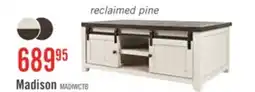 The Brick Madison 50 Rustic Coffee Table With Storage, Shelf and Casters - White Wood offer
