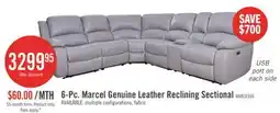 The Brick Marcel 6-Piece Genuine Leather Power Reclining Sectional with Storage Console and USB Port - Grey offer