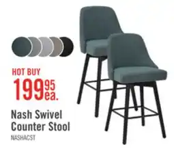 The Brick Nash Counter-Height Stool with Swivel Seat & Polyester Fabric, 26.5H, Wood & Metal - Blue offer