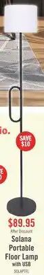 The Brick Solana 64 Modern Metal Acrylic Portable Indoor/Outdoor Floor Lamp with USB Port - Black offer