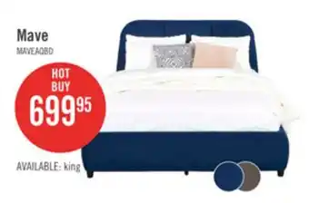 The Brick Mave Upholstered Platform Bed in Blue Velvet Fabric - Queen Size offer