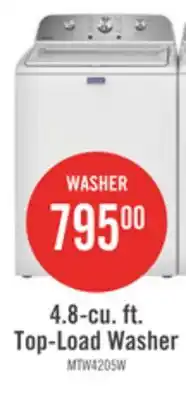 The Brick Maytag 4.8 Cu. Ft. Top Load Washer – White - MTW4205SW offer