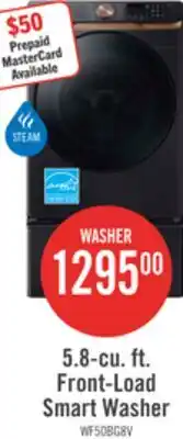 The Brick Samsung 5.8 Cu. Ft. Front-Load Steam Washer - Black Stainless Steel - Stackable - WF50BG8300AVUS offer