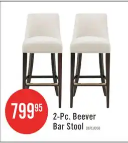 The Brick Beever Modern Chenille Wood Upholstered Barstool in Cream - Set of 2 Bar Stool offer