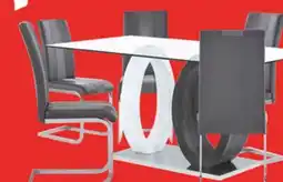 The Brick Jaye 7pc Dining Set with Table & 6 Chairs, Glass Top, Pedestal Base, 63W - Grey & White offer