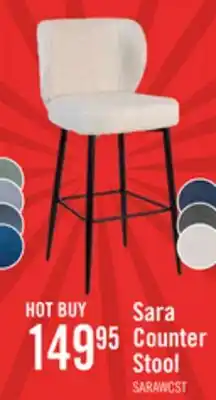 The Brick Sara Counter-Height Stool with Velvet-Like Fabric, 26H, Metal – White offer