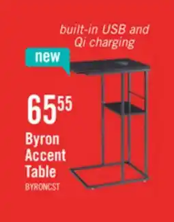 The Brick Byron 15.5 Accent Table with Built-In USB and Qi Charging - Red Cocoa and Black offer