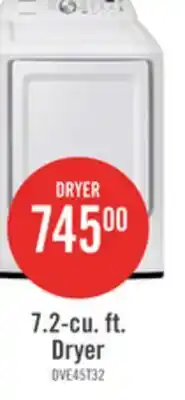 The Brick Samsung 7.2 Cu. Ft. Electric Dryer - White - DVE45T3200W/AC offer