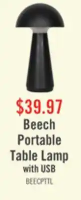 The Brick Beech 11 Modern Acrylic Portable Indoor/Outdoor Table Lamp with USB Port - Black offer