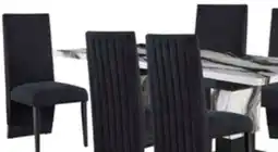 The Brick Vega 7pc Dining Set with Table & 6 Chairs, Marble Look, Pedestal Base, 82W - Black & White offer