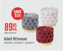 The Brick Adell 17 Round Fabric Ottoman with Gold Base - Grey offer
