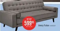 The Brick Avery 81.5 Linen-Look Fabric Klik Klak Futon with Tufting and Two Armrest Pillows - Grey offer