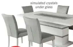 The Brick Garbo 7pc Dining Set with Table & 6 Chairs, Glass Insert, Pedestal Base, Glam, 78.75W - White offer