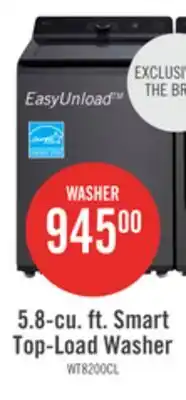 The Brick LG 5.8 Cu. Ft. Smart Top-Load Washer with EasyUnload and AI Sensing - Platinum Black - WT8200CL offer