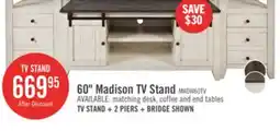 The Brick Madison 60 Rustic TV Stand with Storage and Cable Management for TVs up to 65- White offer