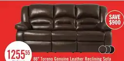 The Brick Toreno 86 Genuine Leather Reclining Sofa - Brown offer