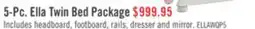 The Brick Ella 5pc Bedroom Set with Panel Bed, Dresser & Mirror, White - Twin Size offer