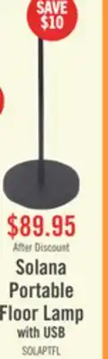 The Brick Solana 64 Modern Metal Acrylic Portable Indoor/Outdoor Floor Lamp with USB Port - Black offer