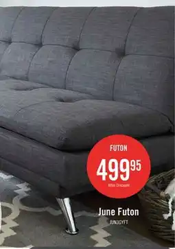 The Brick June 73.2 Linen-Look Fabric Klik Klak Futon with Metal Legs and Tufting - Grey offer