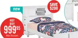 The Brick Quinn Platform Bed with Bookcase Headboard, Built-in Desk & Stool, White - Twin Size offer