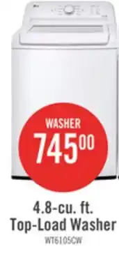 The Brick LG 4.8 Cu. Ft. Top-Load High-Efficiency Washer - White - WT6105CW offer