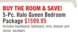 The Brick Halo 6pc Bedroom Set with Bed, Dresser, Mirror & Nightstand, LED, Glam, White - Queen Size offer
