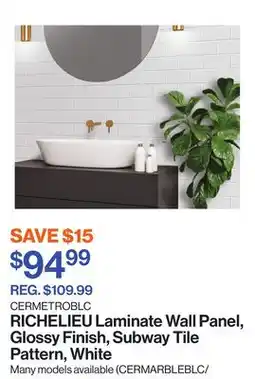 Patrick Morin Laminate Wall Panel, Glossy Finish, Subway Tile Pattern, White offer