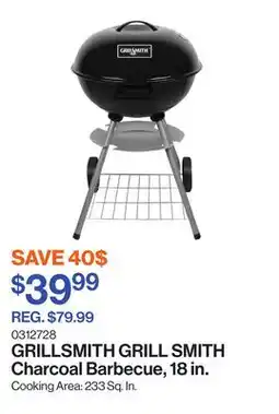 Patrick Morin GRILL SMITH Charcoal Barbecue, 18 in offer