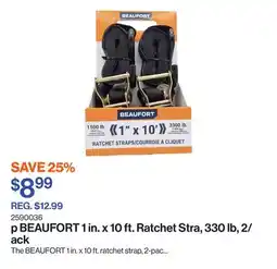 Patrick Morin BEAUFORT 1 in. x 10 ft. Ratchet Stra, 330 lb, 2/ack offer
