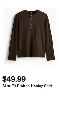 H&M Slim-Fit Ribbed Henley Shirt offer