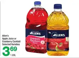 Highland Farms Allen's Apple Juice or Cranberry Cocktail offer