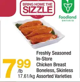 Highland Farms Freshly Seasoned In-Store Chicken Breast Boneless, Skinless offer