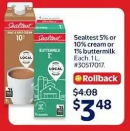 Walmart Sealtest 5% or 10% cream or 1% buttermilk offer