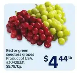 Walmart RED OR GREEN SEEDLESS GRAPES offer