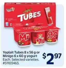 Walmart YOPLAIT TUBES OR MINIGO YOGURT offer