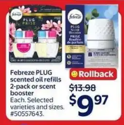 Walmart Febreze Plug scented oil refills 2-pack or scent booster offer