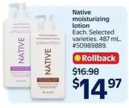 Walmart Native moisturizing lotion offer
