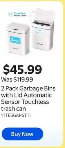 Walmart 2 Pack Garbage Bins with Lid offer
