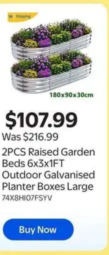Walmart 2PCS Raised Garden Beds 6x3x1FT offer
