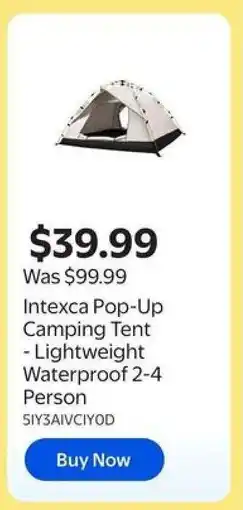 Walmart Intexca Pop-Up Camping Tent offer