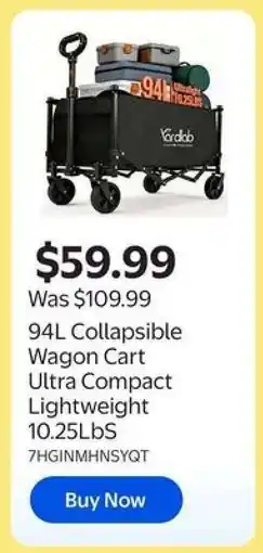Walmart 94L Collapsible Wagon Cart offer