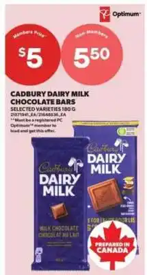 Real Canadian Superstore Cadbury Dairy Milk Chocolate Bars offer